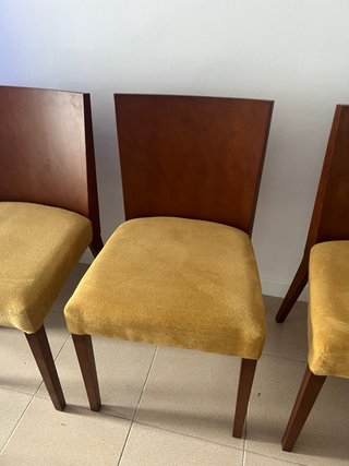 4 Sillas Comedor Madera Mostaza