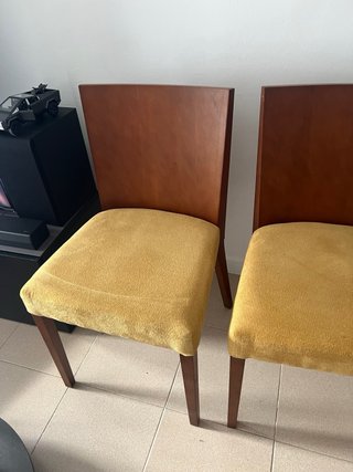 4 Sillas Comedor Madera Mostaza