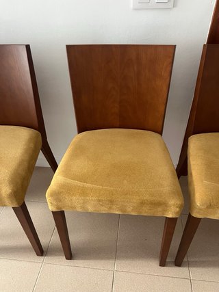 4 Sillas Comedor Madera Mostaza