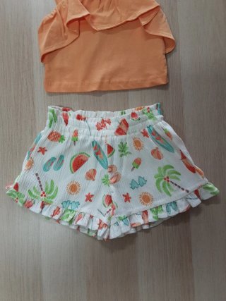 Conjunto Verano Niña Mayoral Naranja y Estampado