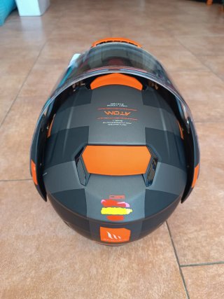 Casco modular naranja y negro talla S