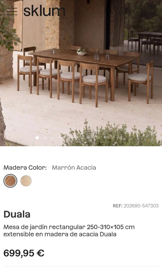 Mesa Jardín Duala Sklum Madera Acacia Extensible