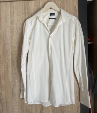 Camisa blanca de manga larga para hombre