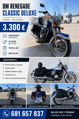 UM Renegade Classic Deluxe Moto Cruiser Azul/Blanc