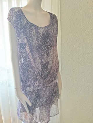 Vestido corto gasa estampado morado
