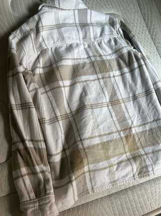 Camisa Drawr cuadros beige y blanco