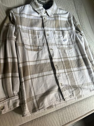 Camisa Drawr cuadros beige y blanco