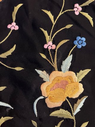 Manton de crespón negro con flores amarillas 110cm