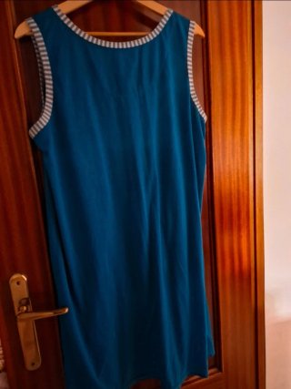 Vestido playero azul bordado Talla XL