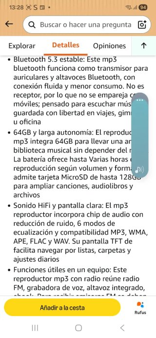 Reproductor MP3 64GB Bluetooth Poeloissy