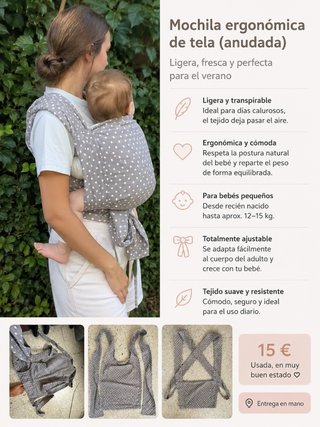 Mochila ergonómica de tela (anillada)