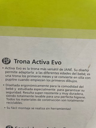 Trona de bebé Activa EVO. Jane