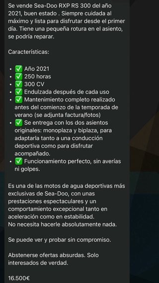 Moto de agua Sea-Doo RXP RS 300