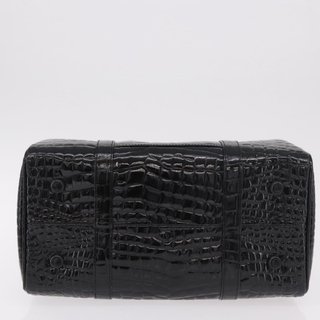 CELINE Hand Bag Patent leather Black Gold Auth