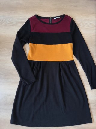 Vestido mujer negro y multicolor