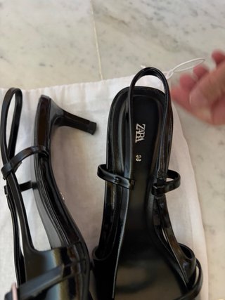 Zapatos Zara Stilettos Charol Negro Talla 38
