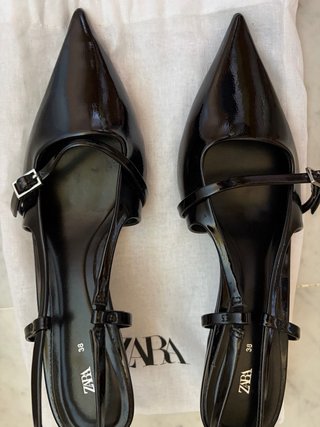Zapatos Zara Stilettos Charol Negro Talla 38