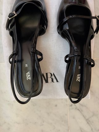 Zapatos Zara Stilettos Charol Negro Talla 38