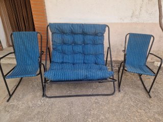 Conjunto jardín hierro plegable 2 sillones y sofá