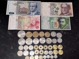 Colección monedas y billetes Juan Carlos I.