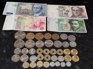 Colección monedas y billetes Juan Carlos I.