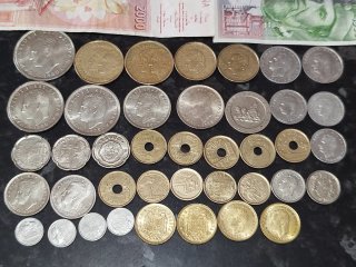 Colección monedas y billetes Juan Carlos I.