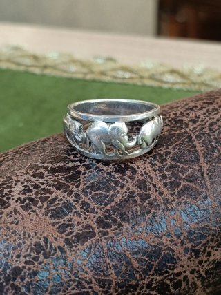 Anillo Plata Ley 925 Calado Elefantes