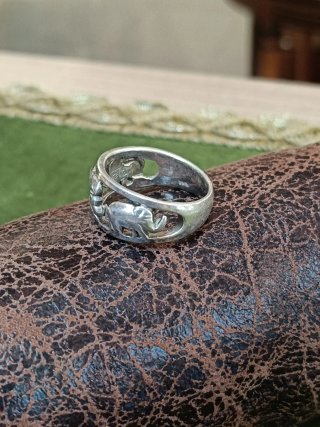 Anillo Plata Ley 925 Calado Elefantes