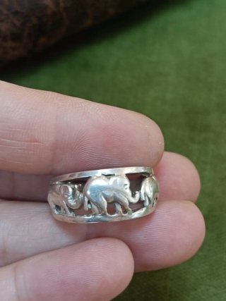 Anillo Plata Ley 925 Calado Elefantes