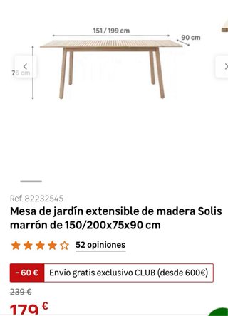 Mesa extensible madera exterior Solis