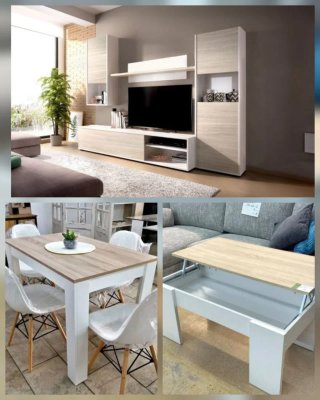 Packs de salón+mesas+4 sillas + mesa de centro