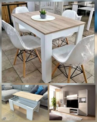 Packs de salón+mesas+4 sillas + mesa de centro
