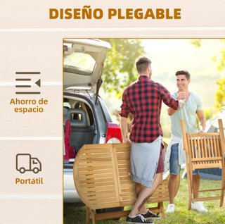 Conjunto Jardín Madera Plegable 7 Piezas