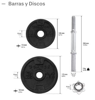 Kit Mancuernas 20 kg (44 lb) con Maletín