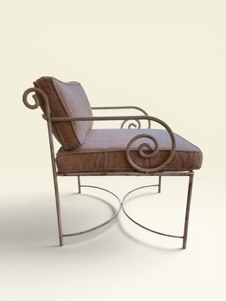 Conjunto sillones forja beige y dorado