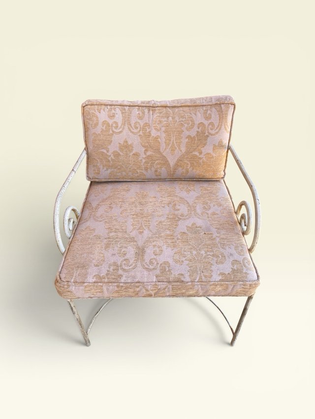 Conjunto sillones forja beige y dorado