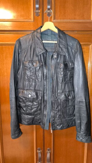 Cazadora Piel Massimo Dutti Negra