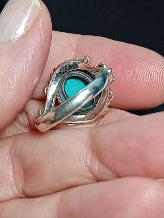 Anillo Plata Ley Turquenita Ovalada