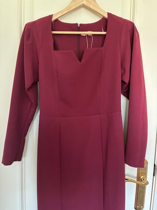 Vestido Bimani granate manga larga