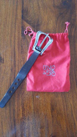 Bracciale Uno de 50 fibbia argento e cuoio