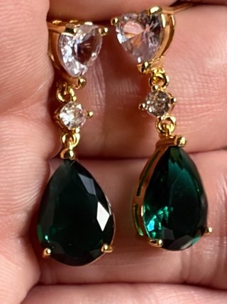 Pendientes Corazón Cristal Austriaco Esmeralda