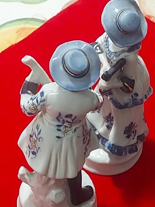Coppia Statuine Ceramica Musicisti 20cm