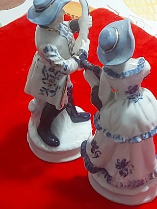 Coppia Statuine Ceramica Musicisti 20cm