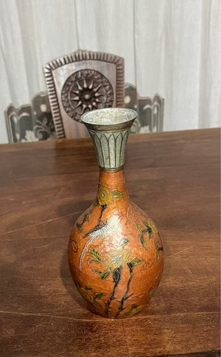Vaso Vintage Indiano in Ottone Smaltato