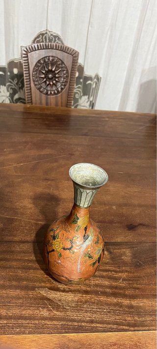 Vaso Vintage Indiano in Ottone Smaltato