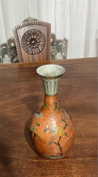 Vaso Vintage Indiano in Ottone Smaltato