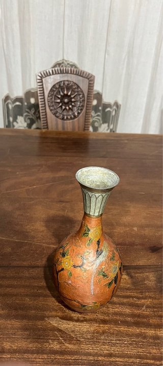 Vaso Vintage Indiano in Ottone Smaltato