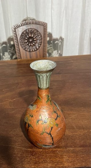 Vaso Vintage Indiano in Ottone Smaltato