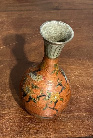 Vaso Vintage Indiano in Ottone Smaltato