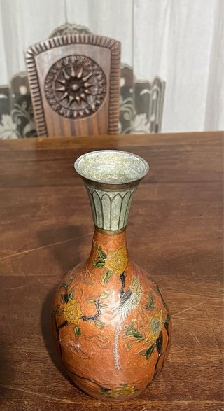 Vaso Vintage Indiano in Ottone Smaltato